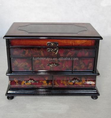 China Europe Multilayer Drawers Elegant Glossy Wooden Jewelry Box for sale