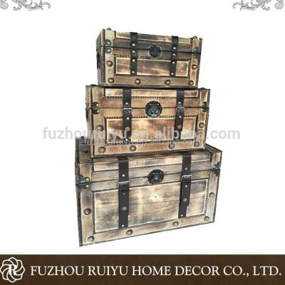 China Retro Europe Box Can Be Advantageous Large Canvas Printing Storage Box Wooden Trunk for sale