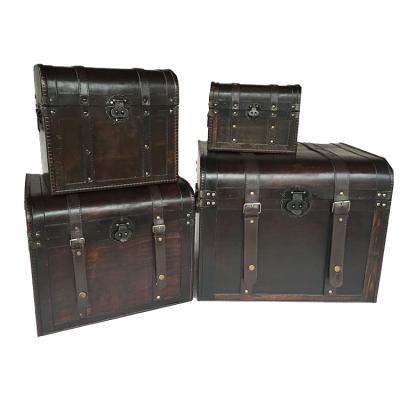 China OEM Stocked Antique Porcelain Product Decorative Natural Wood Trunk / Decorative Wood Storage Trunk for sale