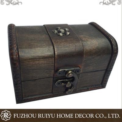 China China Handmade Goods Import OEM Wooden Box Classic Treasure Chest for sale