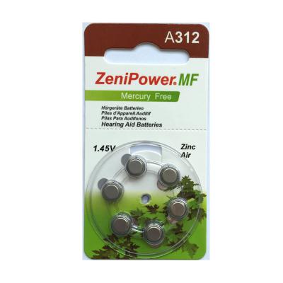 China Hearing Aid Power Hearing Aid Battery Zinc Air Battery A312 with 1.45V à venda