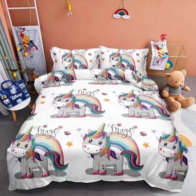 China Good Quality Home Carol Fleece Cartoon Printing Comforter Sets Luxury Blue Bedding Kids Bedding Set for sale