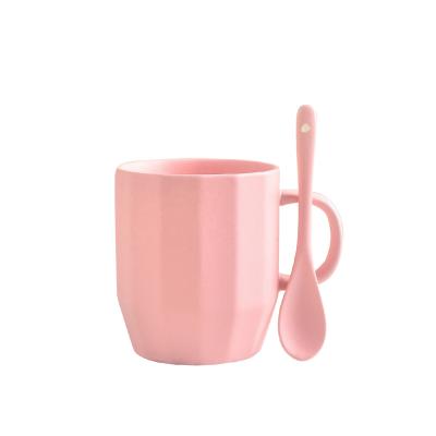 China Disposable Ceramic Coffee Cups With Spoon Morning Breakfast Milk Water Cups Porcelain Office Cups Wholesale for sale