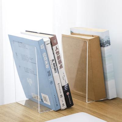 China Simple Clear Acrylic Bookends INS Bookends Ins Book Holder Desktop Storage Sells Plastic Wholesale Shelf for sale