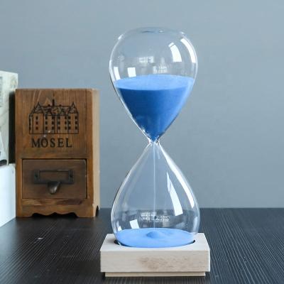 China CLASSIC 15 Minutes Sand Glass Timer Decoration Desktop Ornaments Cooking Sand Timer with Wooden Base for sale