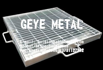 China Hinged & Locked Mesh Gratings, Hinged Steel Grill Grates, Floor Drain Covers, Gully Guttering Metal Grids for sale