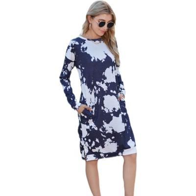 China New 2022 Autumn/Winter Anti-Static Knitted Long Sleeve Dresses Custom Digital Printing Ladies Casual Dress For Women for sale