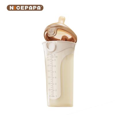 China Flip-Cap Anti-Drop Soft Silicone Babymilchflasche mit natürlicher Reaktion Nippel (Rundloch S-Code) zu verkaufen