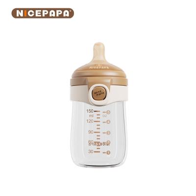 China Off-Center Non-Threaded For Easy Cleaning Glass Flip-cap Baby Bottles Newborn Product Slow velocitys for sale