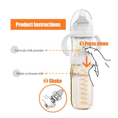 China Travel Dispenser Formula Mixing Baby Bottle 8oz BPA Free Medium Flow for sale