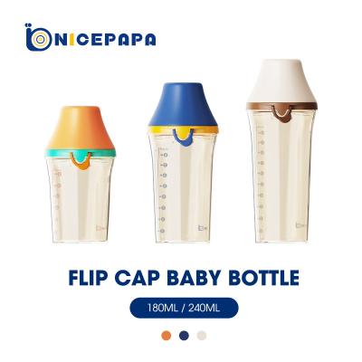 China Biberón ancho libre anti del cuello del cólico PPSU BPA de Flip Cap Infant Feeder Bottle en venta