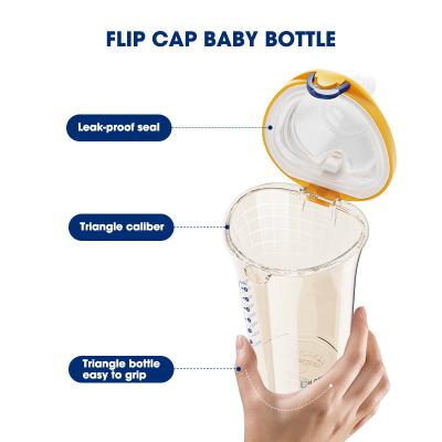 China Anti Colic Flip Cap Natural Flow Baby Bottle BPA Free PPSU Wide Neck for sale