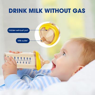 China Medium Slow Flow Milk Flip Cap Baby Bottle Triangle Anti Colic Wide Neck 180ml for sale