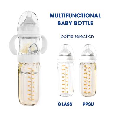 China Straight Self Mixing Baby Bottles Formula 240ml Wide Neck Milk Storage Bottles for sale