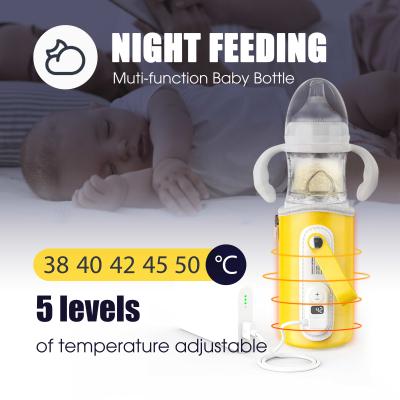 China Night Feeding  USB charger electric heating warmer Formula dispenser glass baby milk feeding bottle 240ml for sale