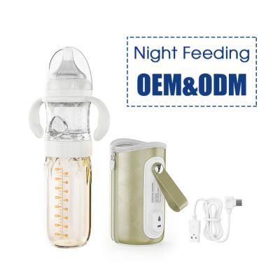 China 8oz/240ml 3 In 1 thermostat glass milk breast feeding bottle With Formula Dispenser Night Feeding Baby Bottle for sale