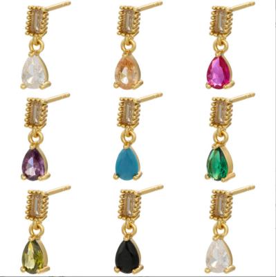 China Trendy Minimal Luxury Insist Jewelry Blue Crystal Diamond Tassel Drop Huggie Earrings Hiphop For Ladies for sale