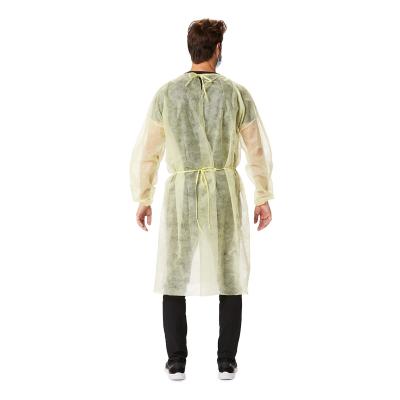 China Eco - Friendly Competitive Price Yellow Disposable Heat Welding Gown For Stock for sale