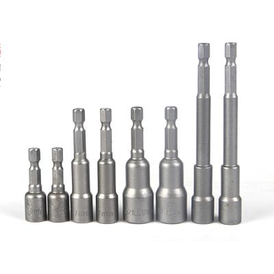 China Steel Socket Bits 42mm Length 1/4in Hex Nut Setter Socket Wrench For Screwdriver for sale