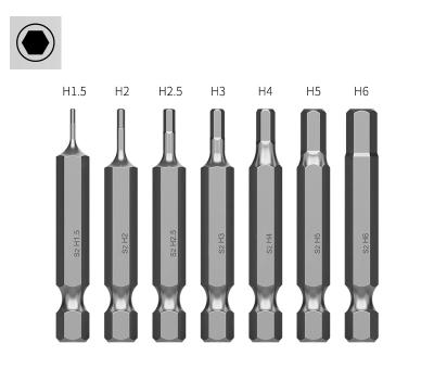 China Hex Bit Screwdriver Bit 25mm Steel Magnetic Single Head S2 Material 1/4