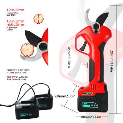 China Anti-skid Professional Handle 32mm Lithium Battery Pruner Cordless Electric Pruner Scissors Charging Garden Bypass Power Shears for sale