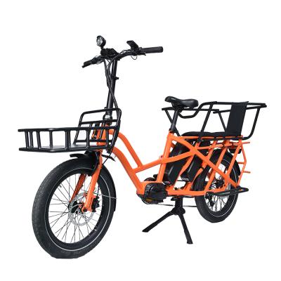 China Best quality aluminum alloy 20 inch double tire lithium battery electric cargo bike bafang motor for sale