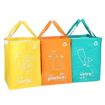 China Handled 3 in 1 Set Combined Logo Print Design Laminated Plastic Custom Glass Paper PP Woven Garbage Bags for sale