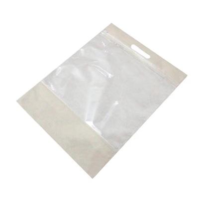 China Handled Printing Logo Flat Transparent Non Woven Ep Clothes Zipper Plastic Bag For Clothes for sale