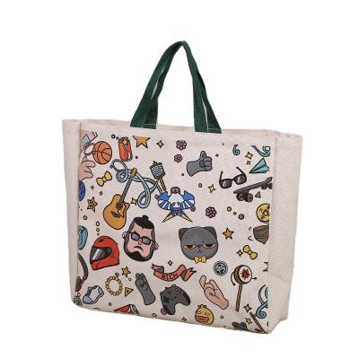 China Customized Handled Printed 100% Cotton Eco-Friendly Cross - Body Tote Bag Calico Canvas Shopping Cotton Bag for sale