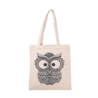 China Handled Stock Custom Printed Tote Shopping Bag Promotion Cotton Cheap Bag With Logo for sale