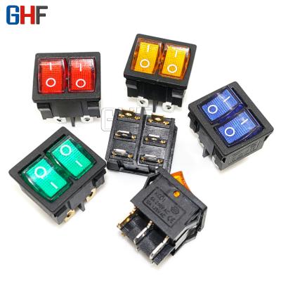 China Dual With Indicator Light 21*24mm KCD5 Red And Green KCD5 Double Signaling Light Boat KCD1 Momentary Rocker Switch for sale