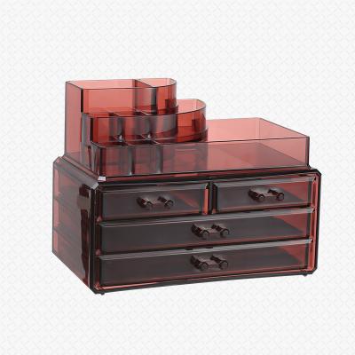 China Wholesale Clear Stackable Cosmetic Storage Case Acrylic Plexiglass Makeup Drawer Organizer for sale