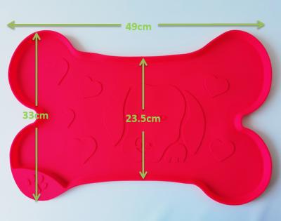 China GOPUPPER Bone Shape Silicone Waterproof Pet Food Mat, Dog/Cat Food Bowl Mat, Waterproof Pet Food Mat for sale