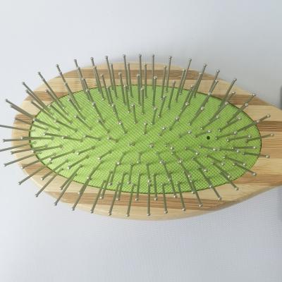 China Sustainable Style Pet Brush Alloy Pin And Detangle With Pure Bamboo Handle for sale