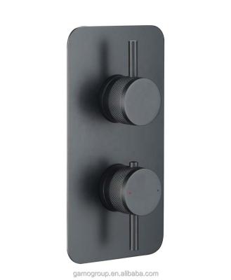 China Without Salt Spray Test ASS-24 Hours Thermostat Wall Mounted Matt Black One Slide Bar Hand Shower Function Wall Mounted Mixer for sale