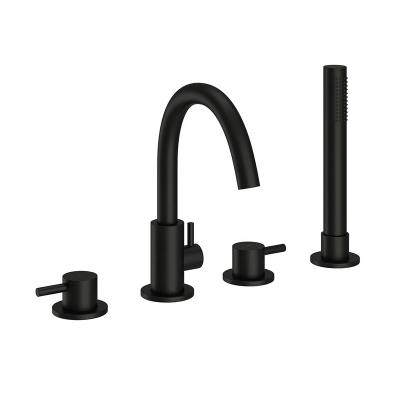 China Without Slide Bar Black Matt Lavatory Bath Shower Mixer Concealed Mixer Tap 4 Hole Wall Mounted Bath Shower Mixer Tap Hot Cold Water for sale