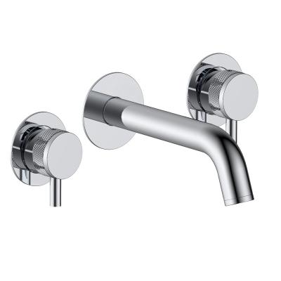 China Wall Mounted Basin Hidden Metered Faucets Two Handles Wash Basin Mixer Chrome Plated Hot And Cold Water For Bath Concealed Mixer for sale