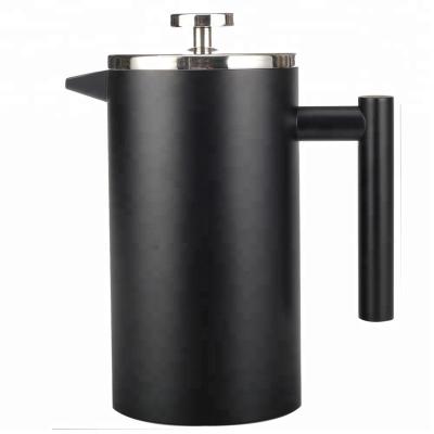 China Sustainable Double-Wall Stainless Steel Coffee Plunger (1L) Coffee / French Tea Maker: 100% Double-Screen System No Coffee Grounds for sale