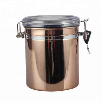 China Fashionable Stainless Steel Canister Set With Clear Acrylic Lid And Locking Clamp for sale