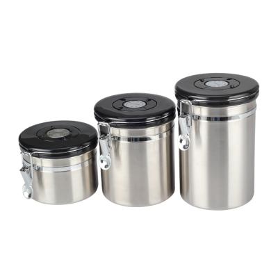 China Sustainable Airtight Stainless Steel Coffee Storage Canister With CO2 Valve for sale