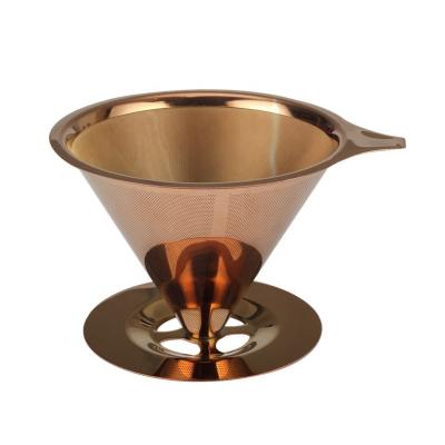 China Sustainable Titanium Coating Pour Over Coffee Dripper Brewer And Reusable Stainless Steel Coffee Filter for sale