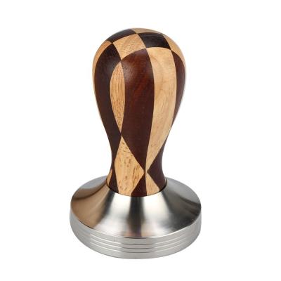 China Sustainable Elegance Coffee Tamper Espresso Tamper 58mm Stainless Steel Wooden Base, Solid Wood Handle for sale