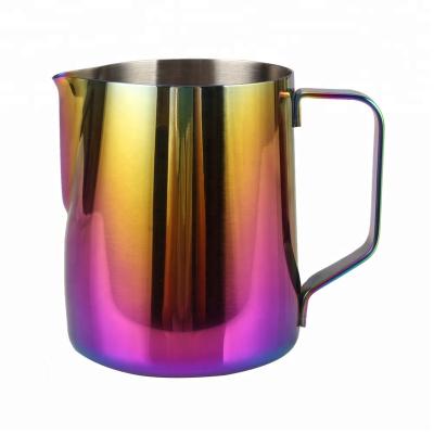 China Sustainable Frothing Pitcher, Stainless Steel 12 Oz Milk Steaming Pitcher, Coffee Creamer Pitcher With Colored Mirror Polish for sale