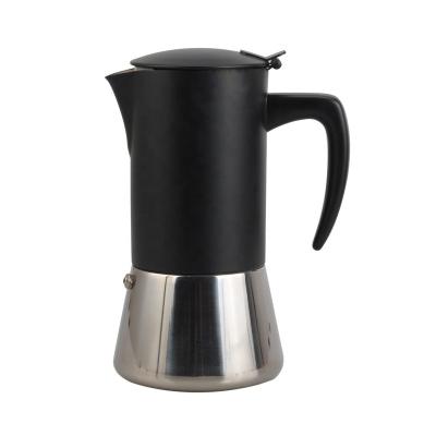 China Sustainable 6 Cup Espresso Brushed Stainless Steel Stovetop Espresso Maker Moka Pot for sale