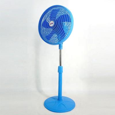 China Commercial Blue Round Stand Fan Small Base Cooling Rotary Switch Copper Motor 3speed 12 Inch Electric Floor Stand Fan for sale