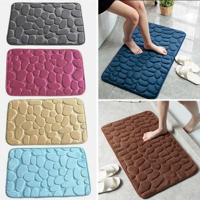 China Stocked Home Bathroom Mat Non-slip Pebble Carpets Toilet Bedroom Floor Absorbent Toilet Mat for sale