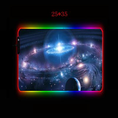 China Gamer Anti-Slip Mouse Pad Large Led Backlit Glowing Mouse Pad Space Planet Gaming Accessories RGB Pad for sale