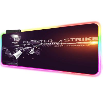 China Promotional Soft Gaming Gamer Hobby CSGO RGB LED Light Mouse Pad RGB Gamer Precise Control Led Mousepad for sale