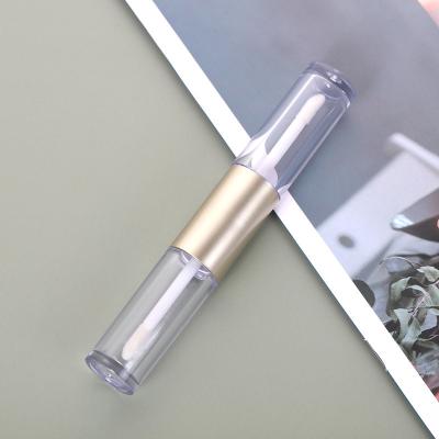 China Customized clear lip gloss tubes 3ml*2 lip gloss tubes 2022 double side 3ml*2 double ends lip gloss cosmetic tube with brush for sale