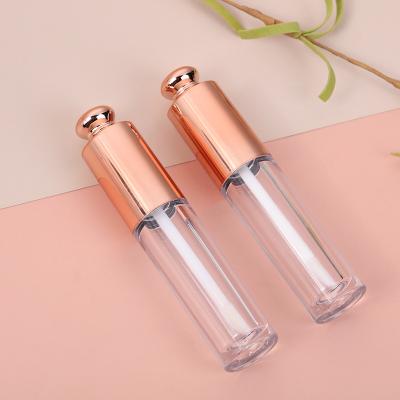 China Custom Logo Cosmetic Packaging Empty Clear Lip Gloss Tubes Gold Design Lip Gloss Container Luxury Cosmetic Tube Case for sale